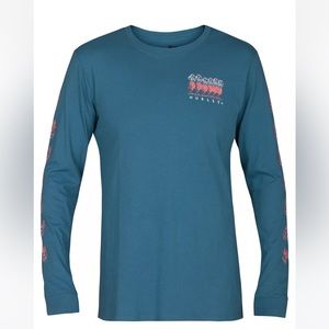 Hurley Hula Destroy Long Sleeve Tee shirt Men’s Small Turquoise Blue